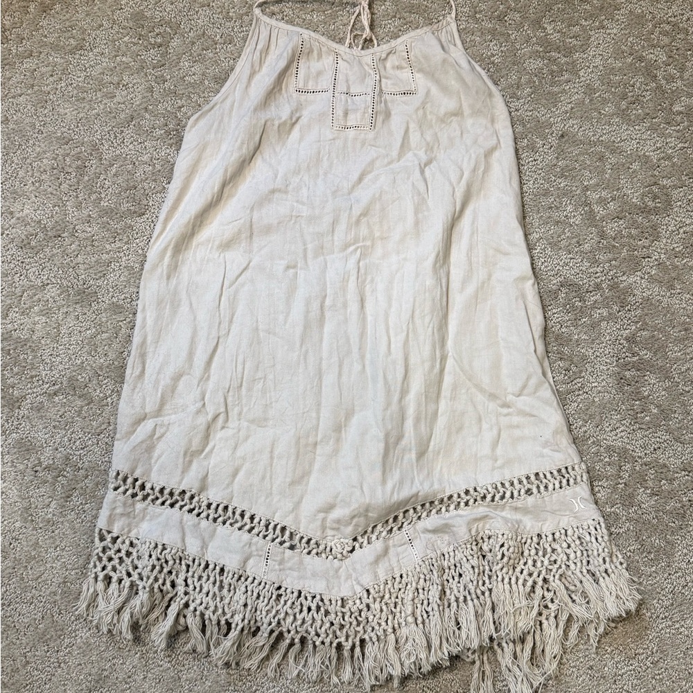 Hurley Cream Crochet Fringe Midi Boho Dress
